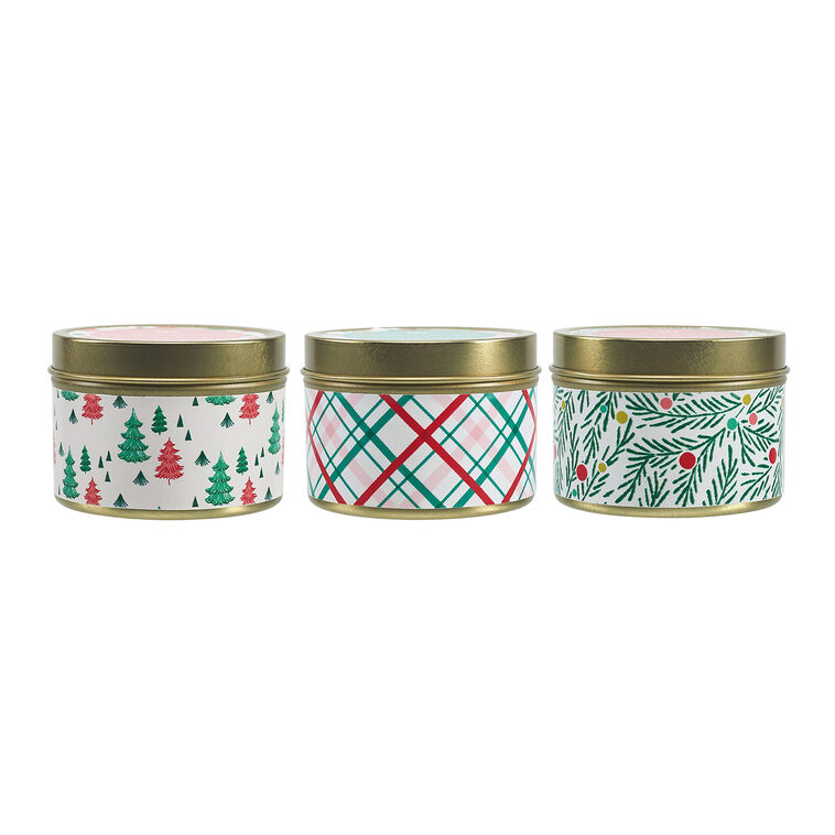Hallmark Festive Holiday Scented Candle Tins 3-Pack