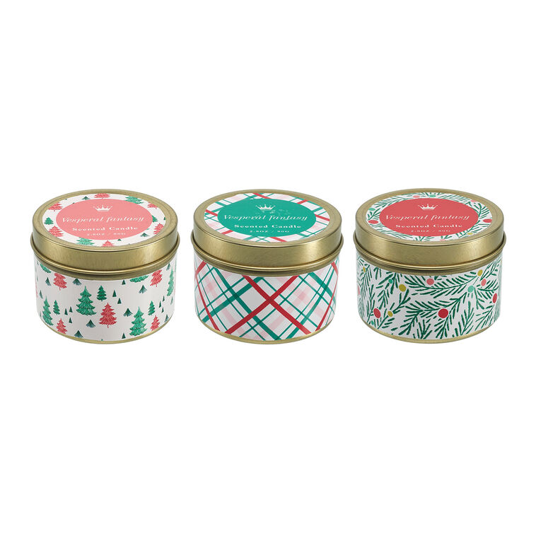 hallmark Festive Holiday Scented Candle Tins 3-Pack