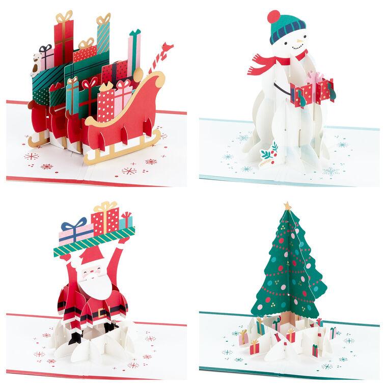 hallmark Festive Holiday Wishes Assorted 3D Pop-Up Christmas Cards Pack of 4