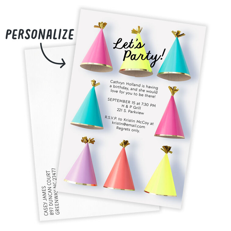 Hallmark Festive Party Hats Flat Birthday Invitation