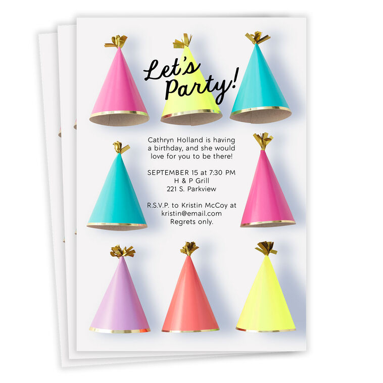 hallmark Festive Party Hats Flat Birthday Invitation