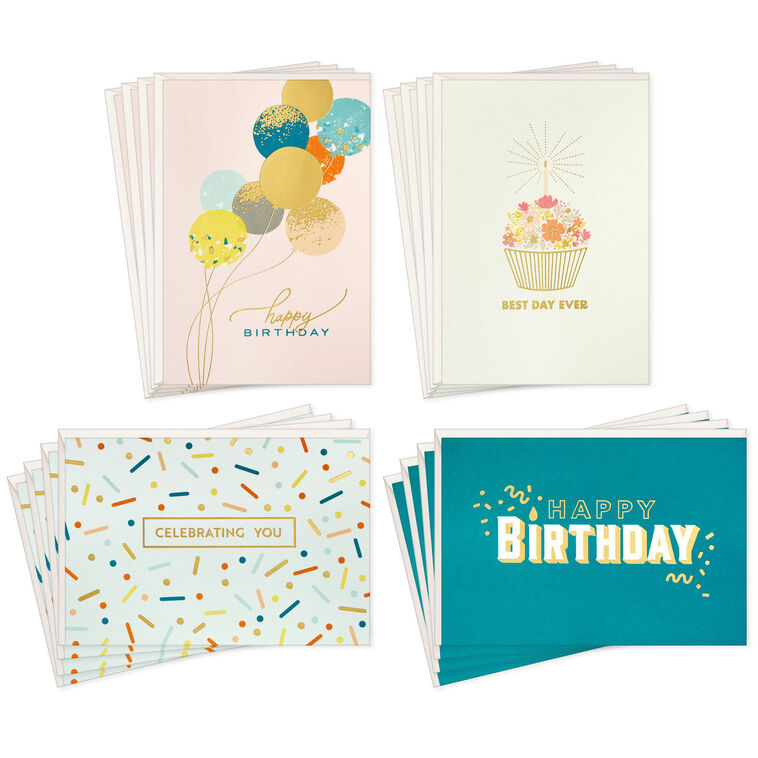 hallmark Festive Wishes Blank Birthday Cards Pack of 16