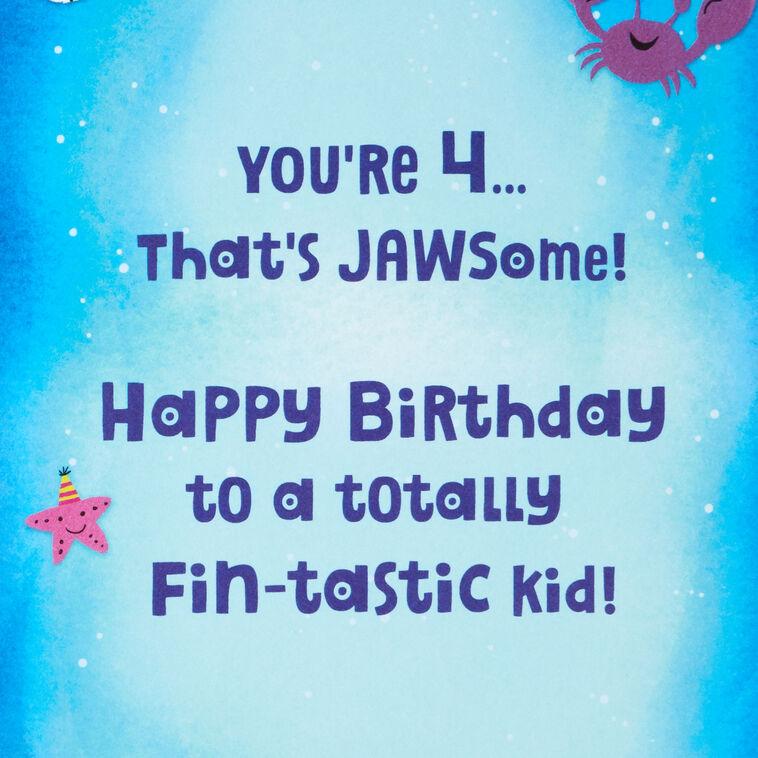 Hallmark Fin-tastic Four Sharks 4th Birthday Card With Stickers
