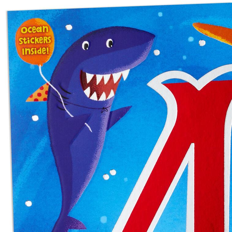 Hallmark Fin-tastic Four Sharks 4th Birthday Card With Stickers