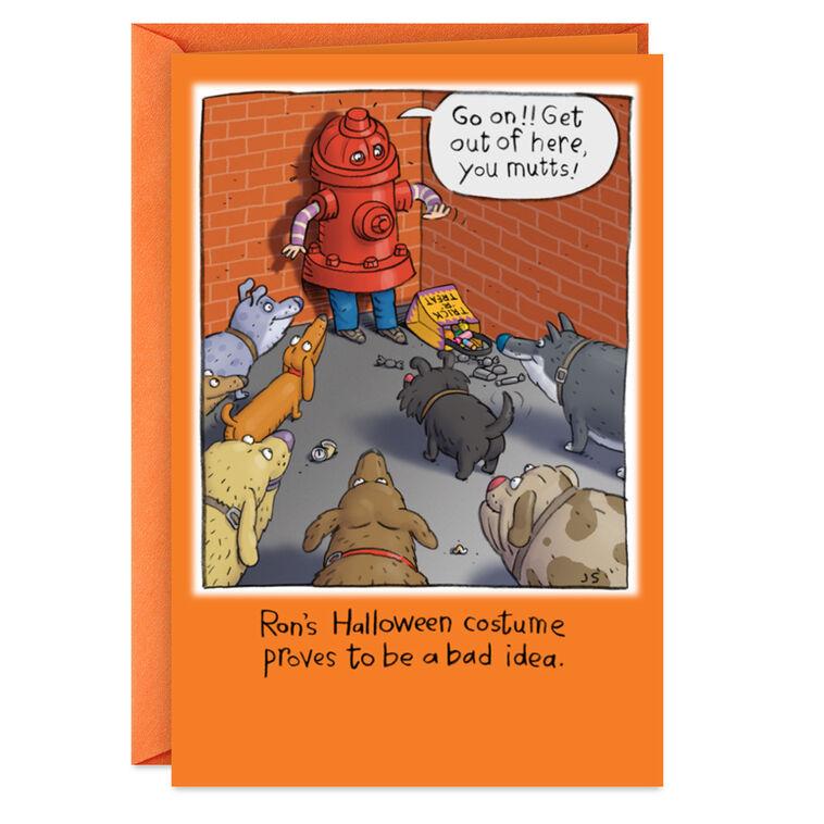 hallmark Fire Hydrant Costume and Dogs Funny Halloween Card