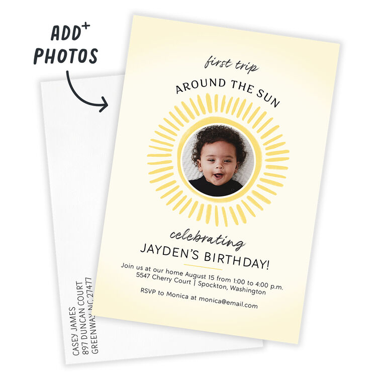 Hallmark First Trip Around The Sun Flat Birthday Invitation