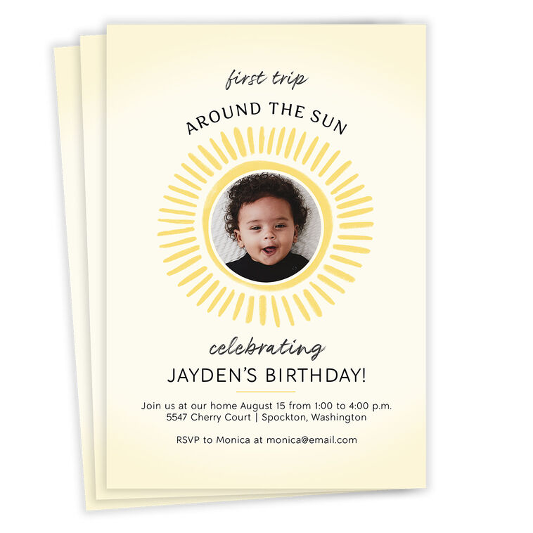 hallmark First Trip Around the Sun Flat Birthday Invitation