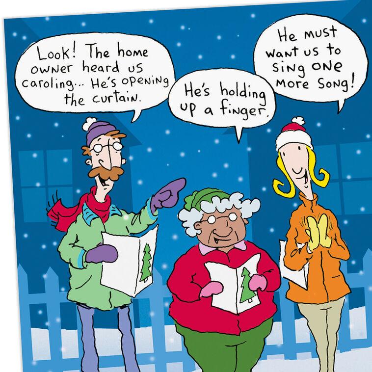 Hallmark Flipping Christmas Spirit Carolers Funny Christmas Card