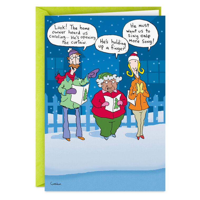 hallmark Flipping Christmas Spirit Carolers Funny Christmas Card