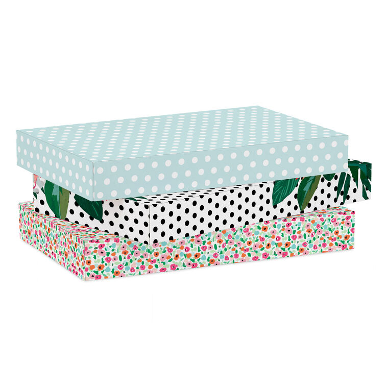Hallmark Floral And Polka Dots 3-Pack Medium Gift Boxes