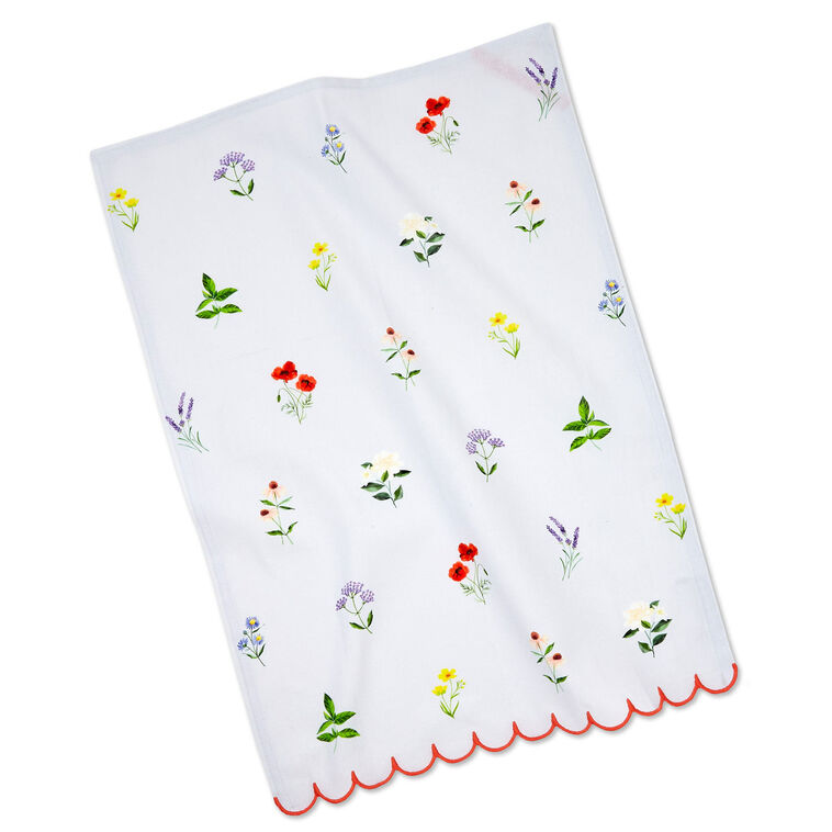 Hallmark Floral And Stripe Scalloped Tea Towels Set Of 2