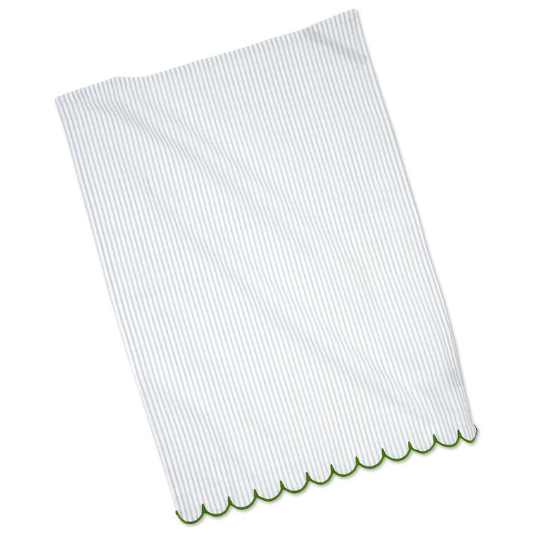 Hallmark Floral And Stripe Scalloped Tea Towels Set Of 2
