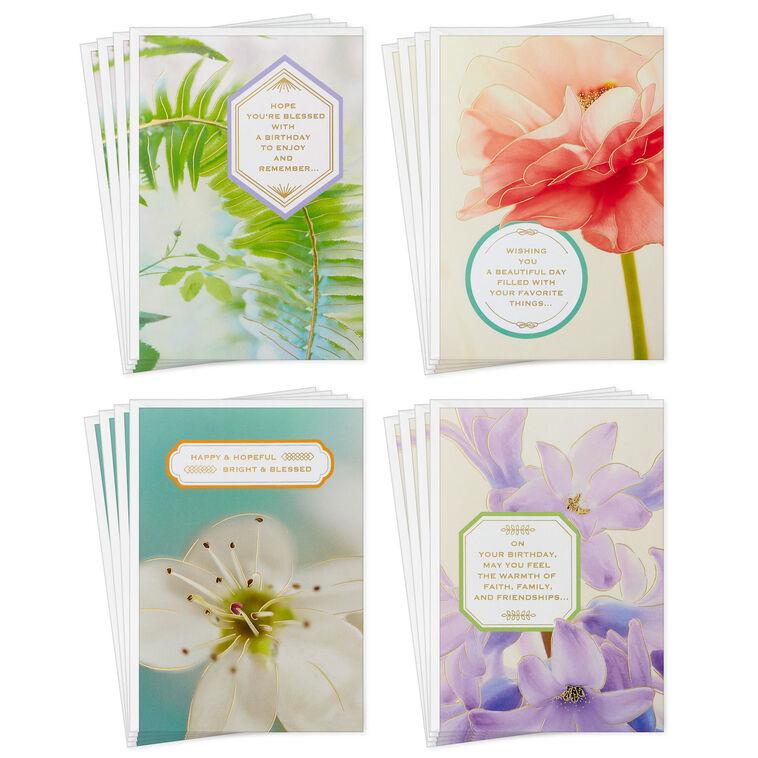 hallmark Floral Blessings Assorted Birthday Cards Pack of 16