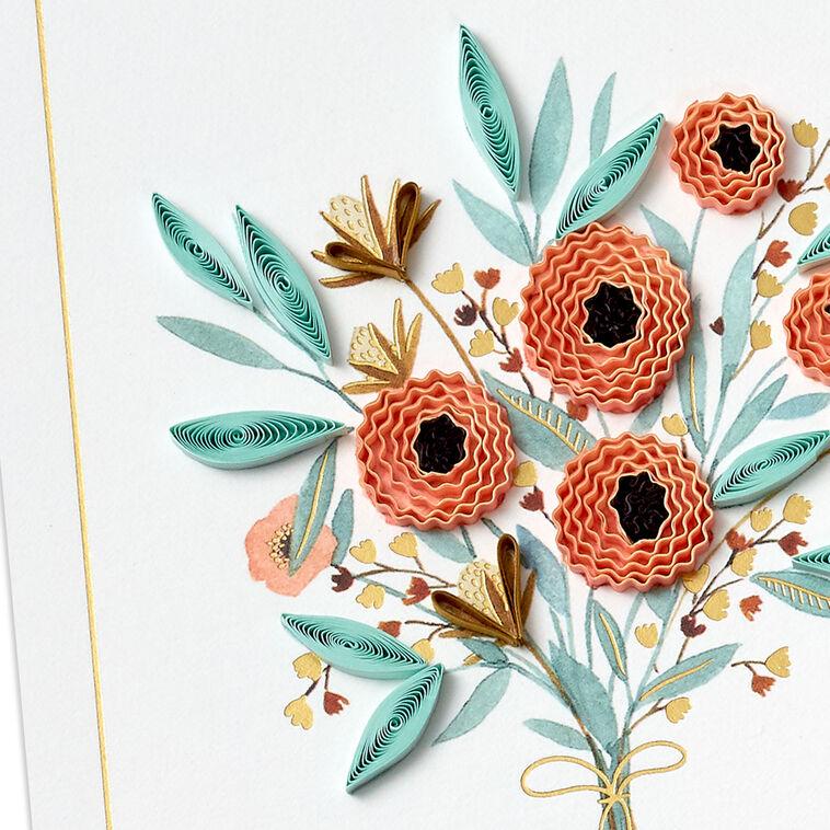 Hallmark Floral Bouquet Blank Quilled Paper Handmade Thinking Of You Card