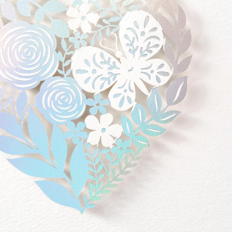 Hallmark Floral Laser Foil Heart Blank Note Cards Box Of 8