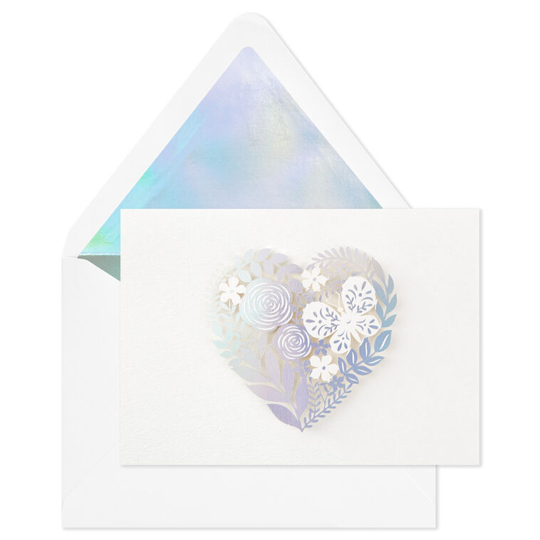 Hallmark Floral Laser Foil Heart Blank Note Cards Box Of 8