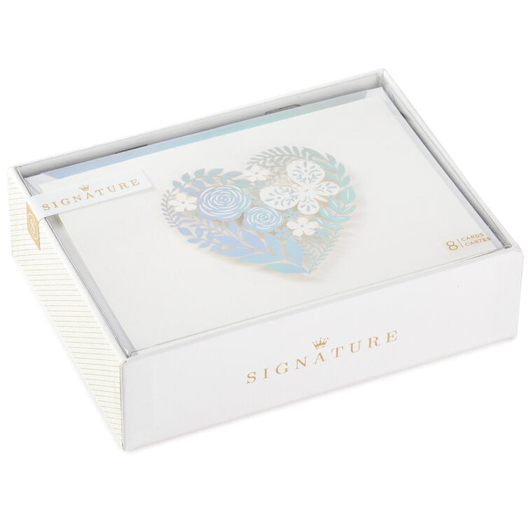 hallmark Floral Laser Foil Heart Blank Note Cards Box of 8