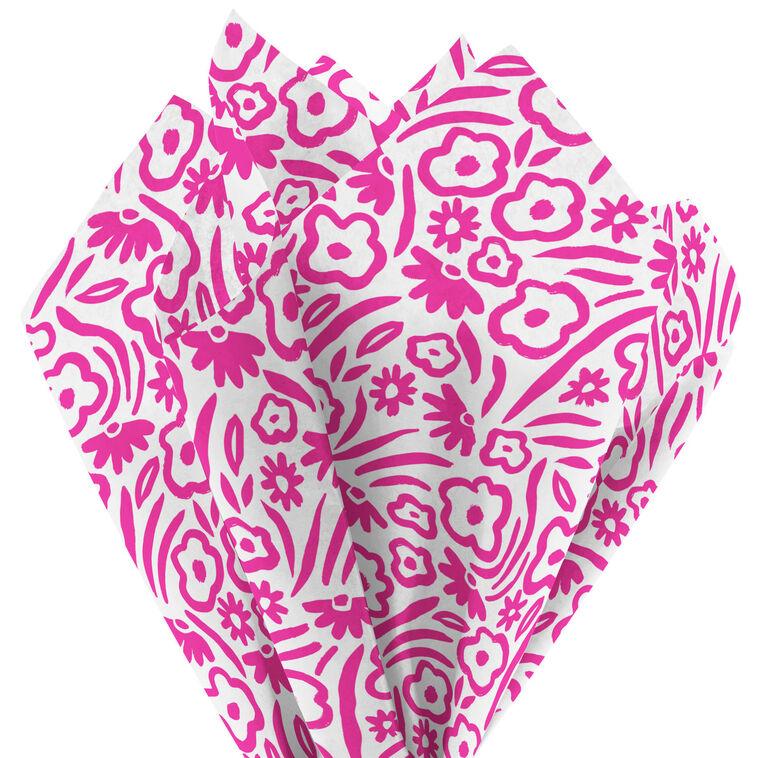 Hallmark Floral Pink On White Tissue Paper 6 Sheets