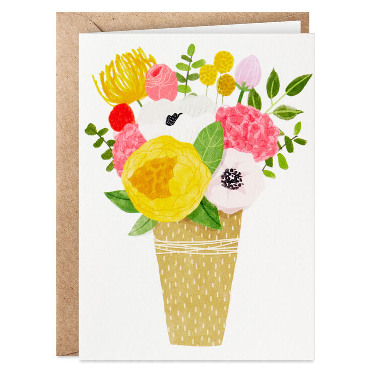 Hallmark Floral Vase Boxed Blank Notes With Customizable Stickers Pack Of 10
