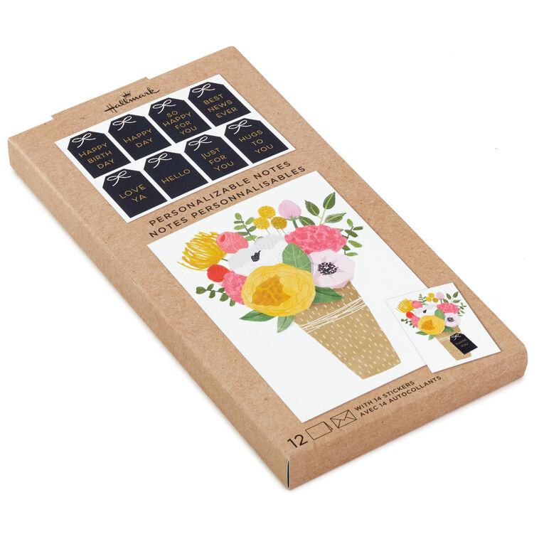 hallmark Floral Vase Boxed Blank Notes With Customizable Stickers Pack of 10