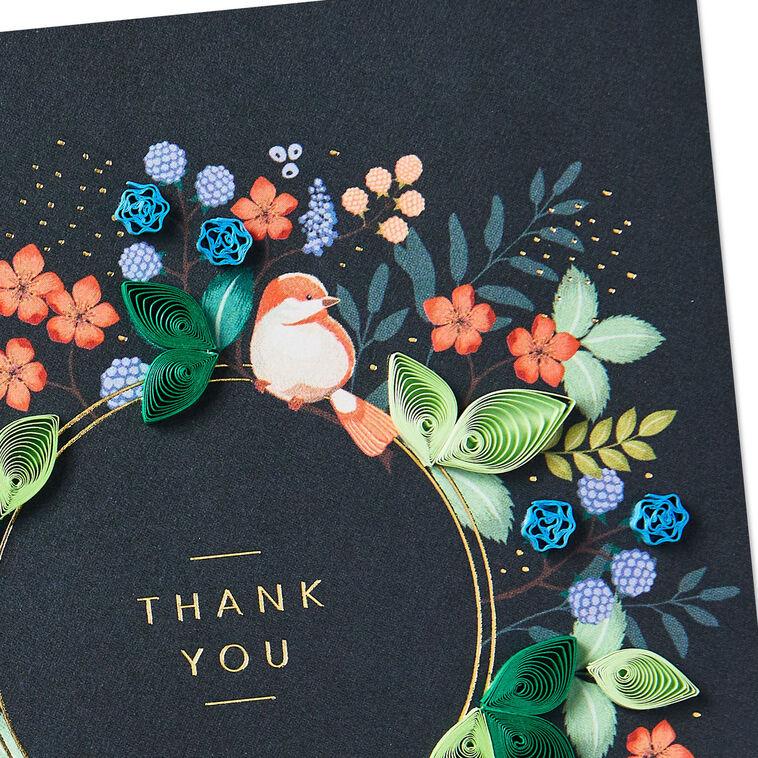 Hallmark Floral Wreath Quilled Paper Handmade Thank You Card