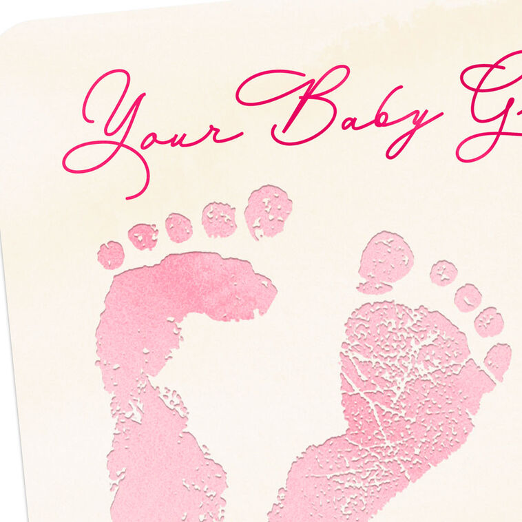 Hallmark Footprints On Your Heart New Baby Girl Card
