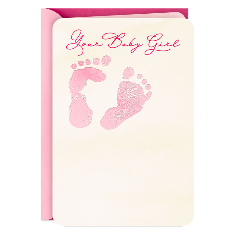 hallmark Footprints on Your Heart New Baby Girl Card