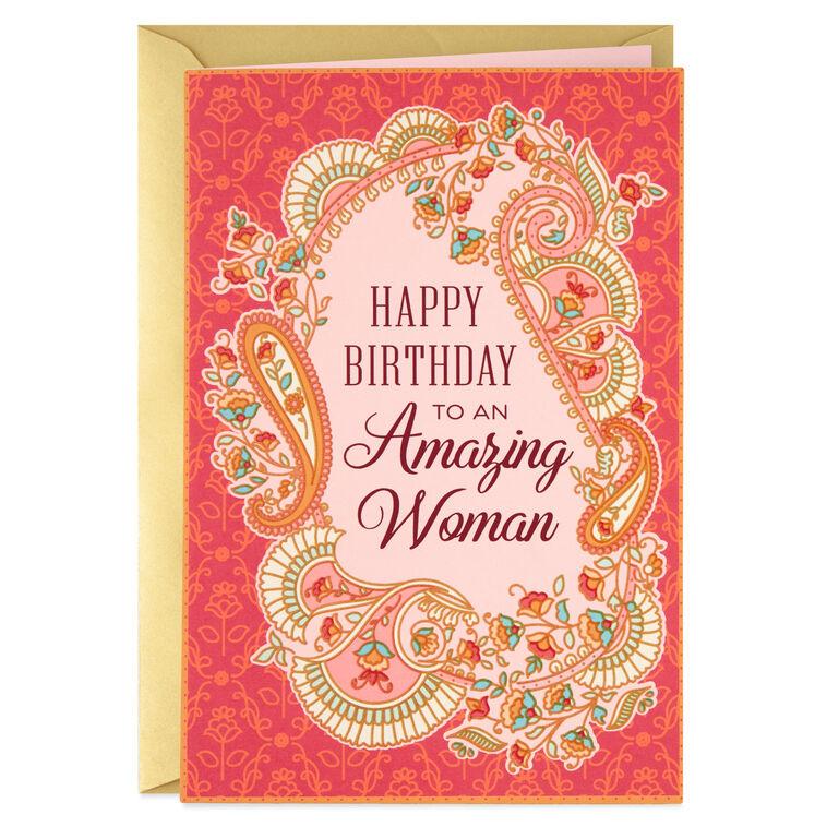 hallmark For An Amazing Woman Floral Paisley Birthday Card