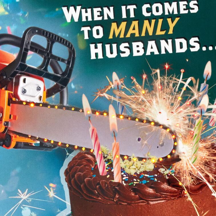 Hallmark For My Manly Husband Funny Birthday Card With Sound And Light