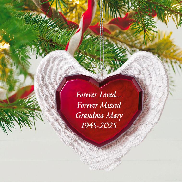 Hallmark Forever Loved Memorial Heart And Angel Wings Personalized Ornament Custom Text