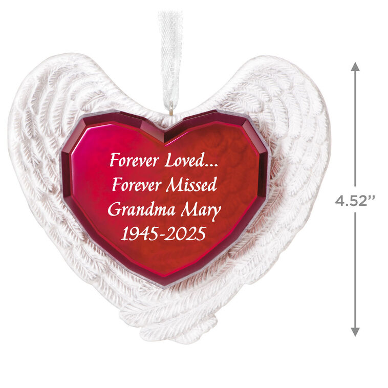 Hallmark Forever Loved Memorial Heart And Angel Wings Personalized Ornament Custom Text
