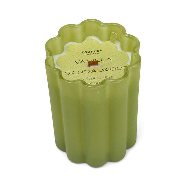 hallmark Foundry Candle Co. Vanilla and Sandalwood Frosted Glass Candle 7.5 oz