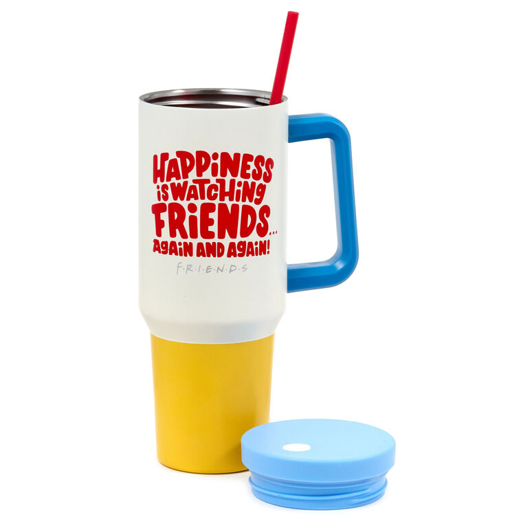 Hallmark Friends "Happiness Is" Insulated Travel Cup With Handle 42 Oz