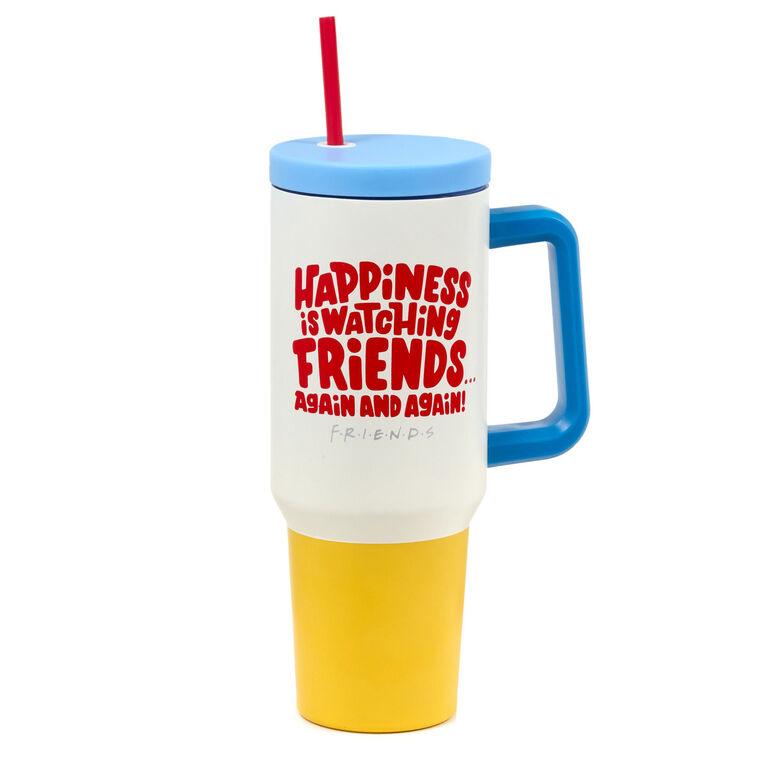 hallmark Friends "Happiness Is" Insulated Travel Cup With Handle 42 oz