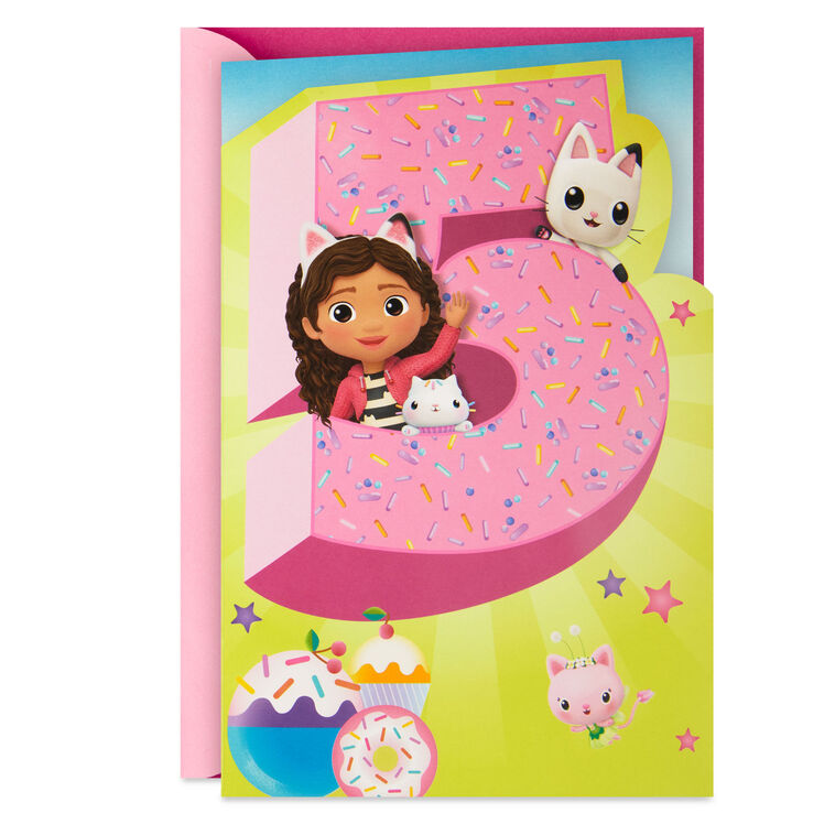 hallmark Gabby's Dollhouse You're Pretty Purr-Fect Musical 5th Birthday Card