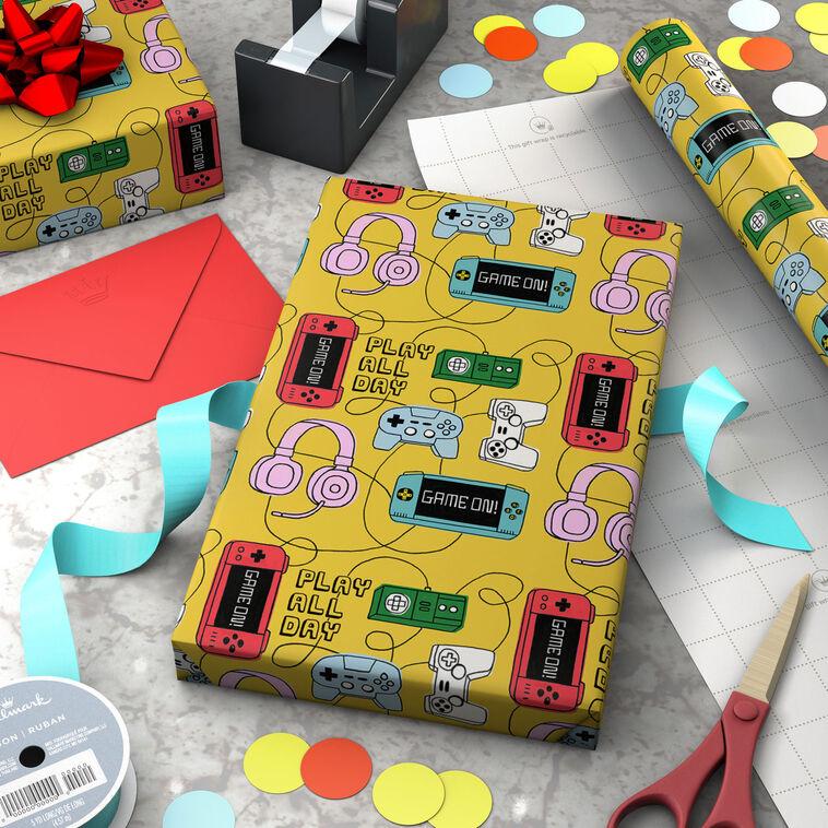 Hallmark Gaming Gadgets On Yellow Wrapping Paper 20 Sq. Ft