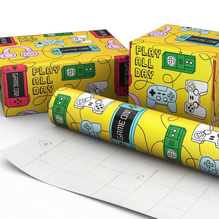 Hallmark Gaming Gadgets On Yellow Wrapping Paper 20 Sq. Ft
