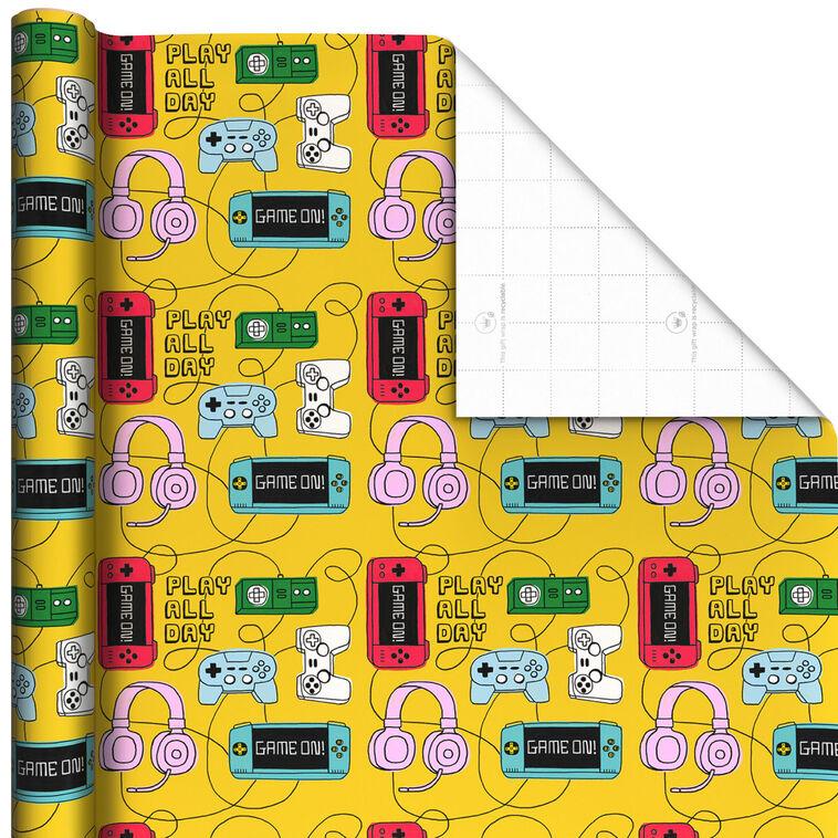 hallmark Gaming Gadgets on Yellow Wrapping Paper 20 sq. ft