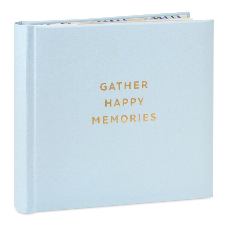 hallmark Gather Happy Memories Gold on Light Blue Linen Photo Album