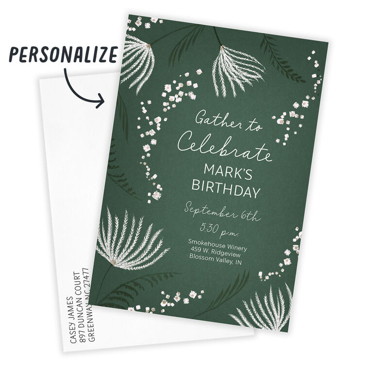 Hallmark Gather To Celebrate Green Ferns Flat Birthday Invitation