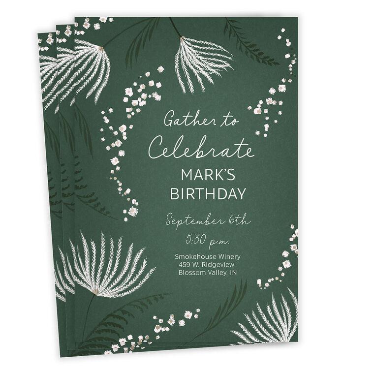 hallmark Gather to Celebrate Green Ferns Flat Birthday Invitation