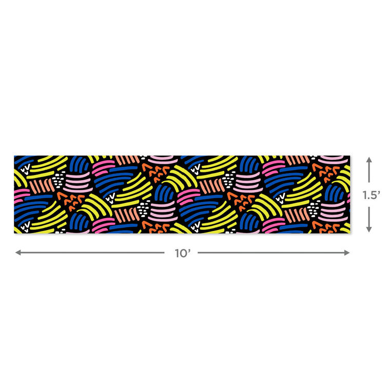 Hallmark Geo Pattern On White And Wavy Blue Lines Reversible Table Runner