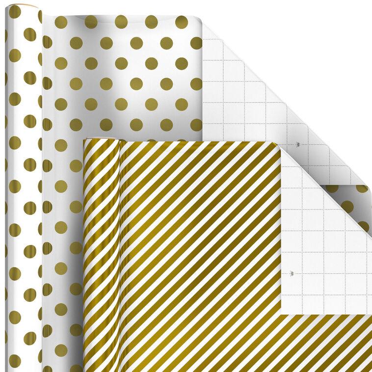 Hallmark Geometric Metallics 6-Pack Assorted Wrapping Paper Roll Bundle 180 Sq. Ft. Total