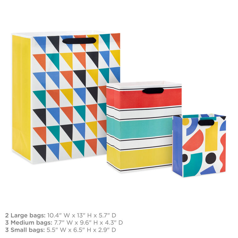 Hallmark Geometrics On White 8-Pack Assorted Gift Bag Bundle