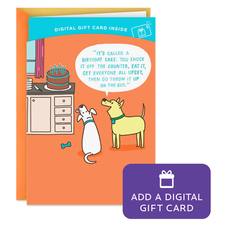 hallmark Get Into Trouble Cake-Stealing Dogs Gift Card Greeting Funny Birthday Card