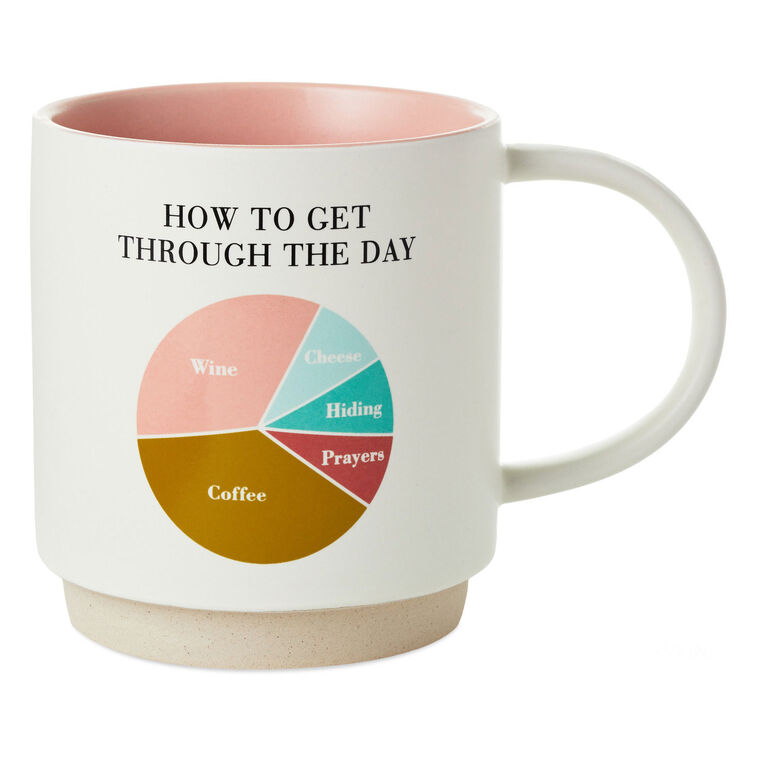 hallmark Get Through the Day Pie Chart Funny Mug 16 oz