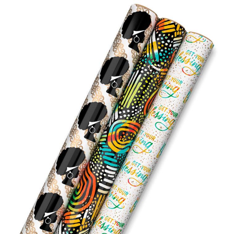 hallmark Get Your Blessing 3-Pack Assorted Wrapping Paper 75 sq. ft. total