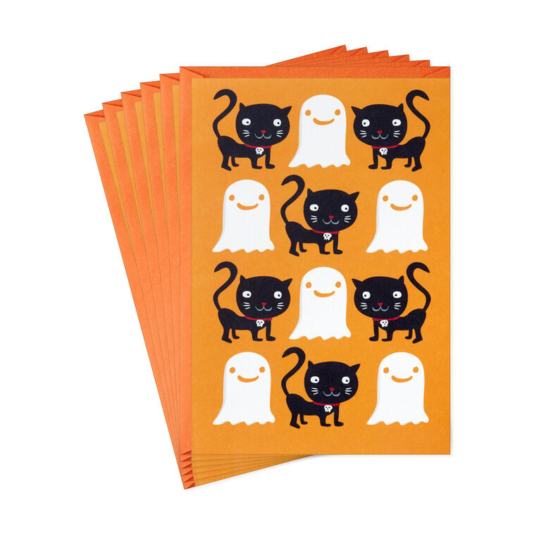 hallmark Ghosts and Black Cats Halloween Cards Pack of 6