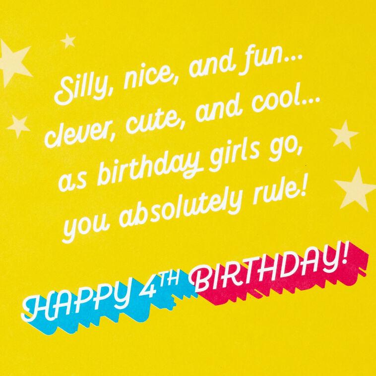 Hallmark Girl You Rule 4th Birthday Card With Wearable Sunglasses