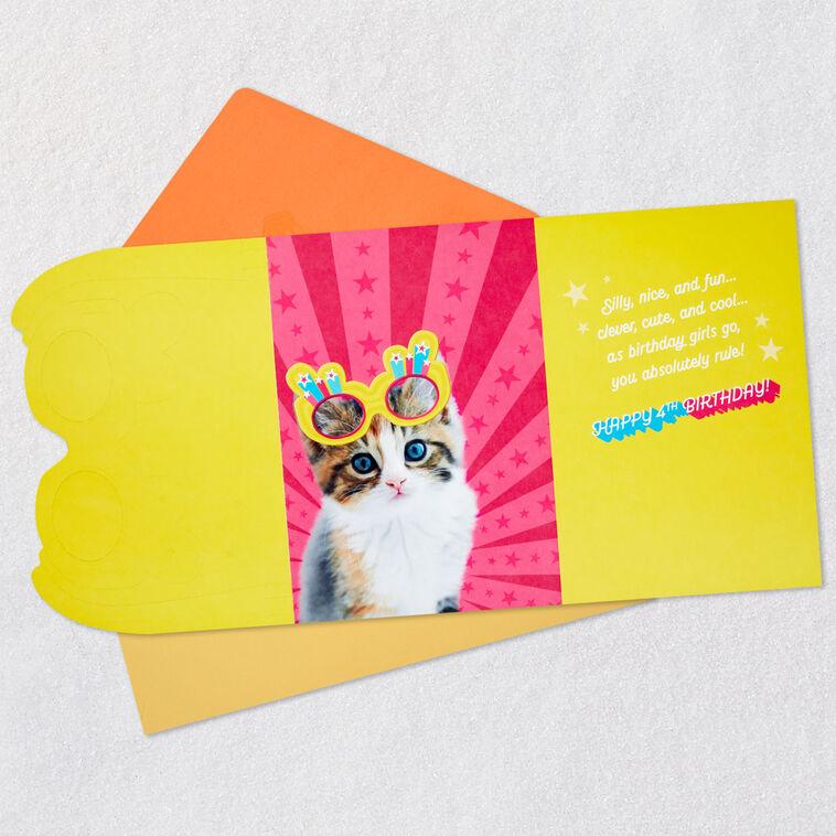 Hallmark Girl You Rule 4th Birthday Card With Wearable Sunglasses
